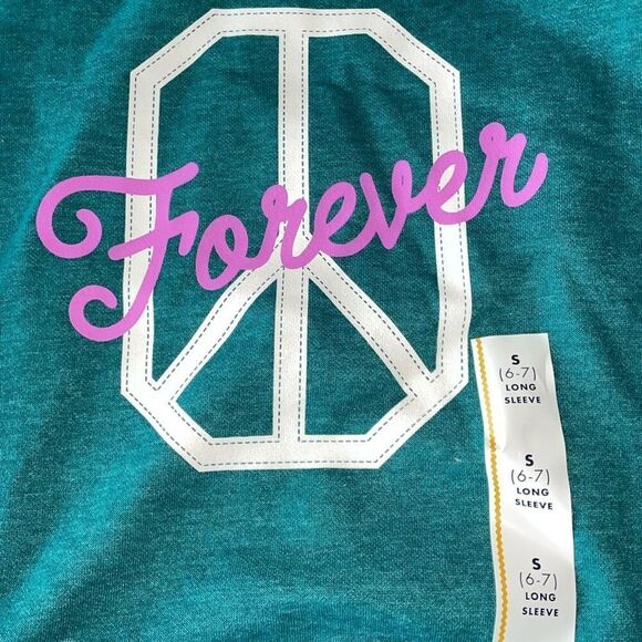 Cat & jack freak peace forever long sleeve  over sweater size small (6-7) new - Picture 4 of 9